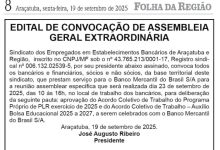 Foto de Edital convoca funcionários do Mercantil do Brasil para assembleia em 23/09